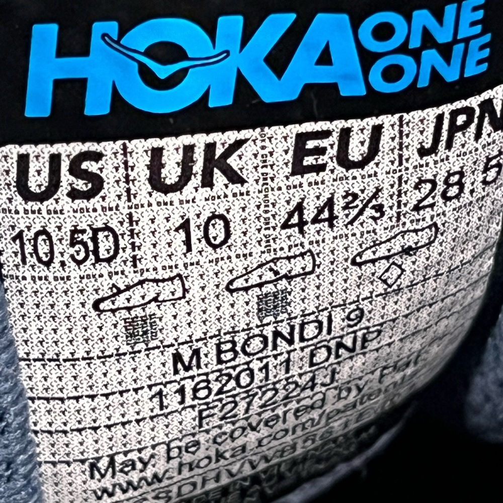 Hoka Bondi 9 Running Shoes. Men’s Size 10.5D Color Drizzle / Downpour - Picture 8 of 9